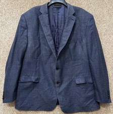 Lauren Ralph Lauren Blazer Mens 48R Blue Windowpane Check Silk Wool Sport Jacket