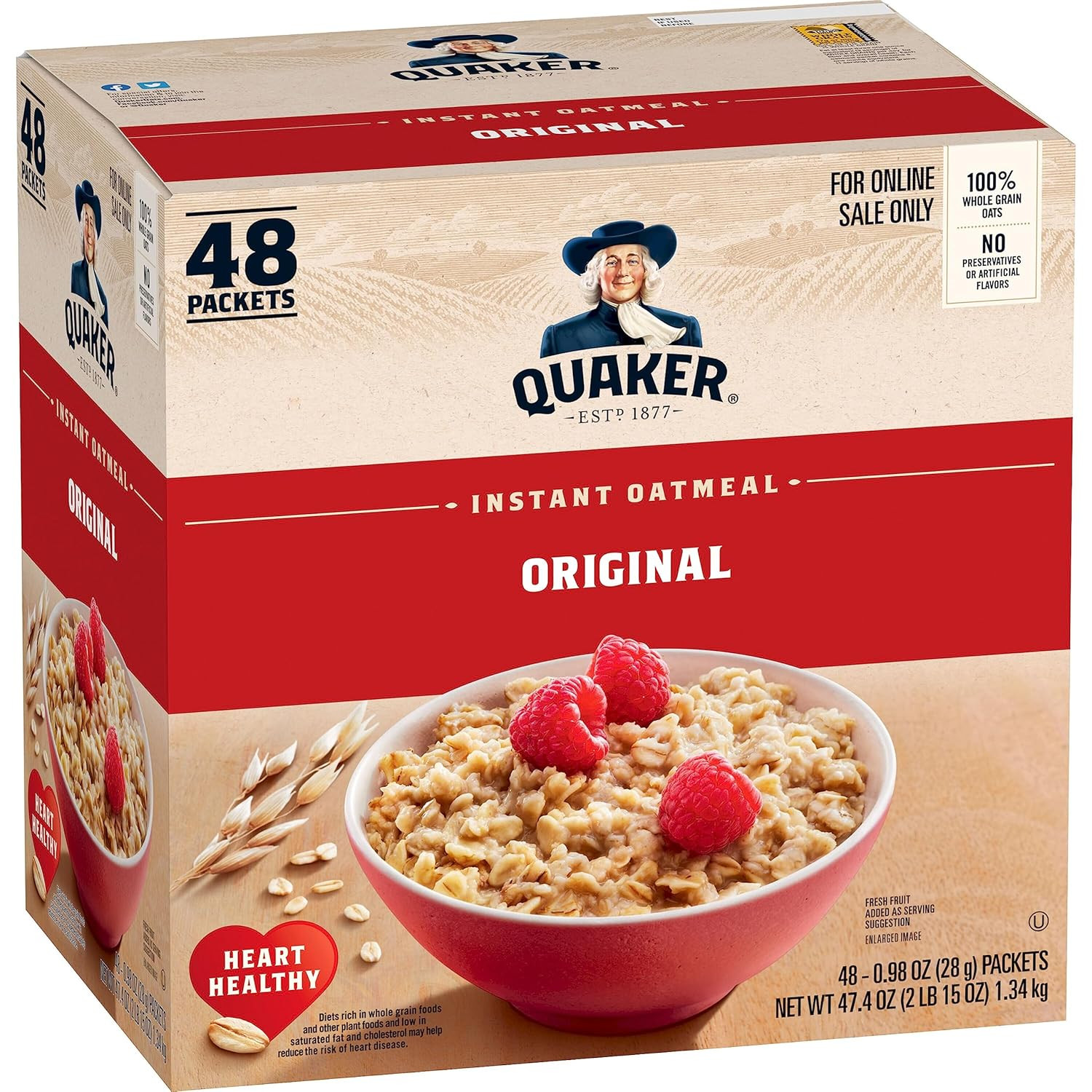 Instant Oatmeal, Original, Individual Packets, 0.98 Ounce , 48 Count (Pack of 1 