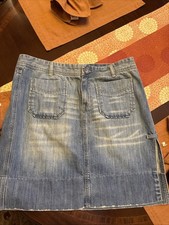 Vintage Calvin Klein Jeans Skirt Distressed With Side Slit Size 14