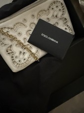 Dolce & Gabbana White Purse On A Gold Chain NIB dust bag & Authentication Card