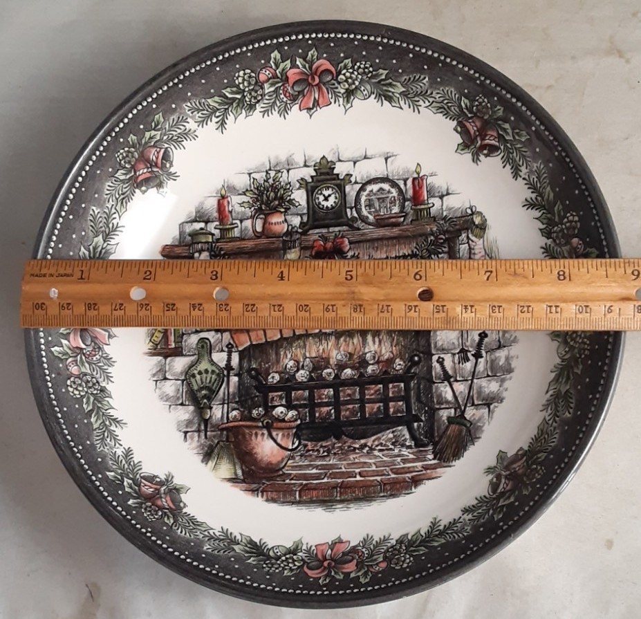 Royal Stafford Christmas Eve Fireplace 3-Salad Plates 8 1/2" + 8 3/4" Serve Bowl