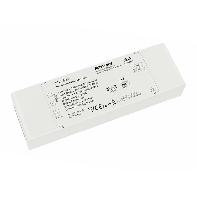 Alimentatore 12V 75W PUSH/RF | Driver LED Dimmerabile No-Flicker