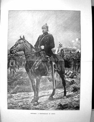 Antiker alter Druck 1898 Canton Woodville Fine Art Prinz Bismack Pferd Limousine