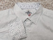 Robert Graham Shirt Men M Light Gray Paisley Button Up Casual Sport Preppy