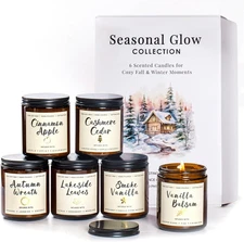Holiday Candle Gift Set for Women – 6 Pack 7Oz Winter Scented Soy Candles, Long