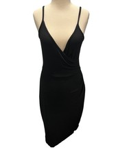 41 Hawthorn Size M Black Surplice Wrap Dress Modal Stretch Cocktail EUC