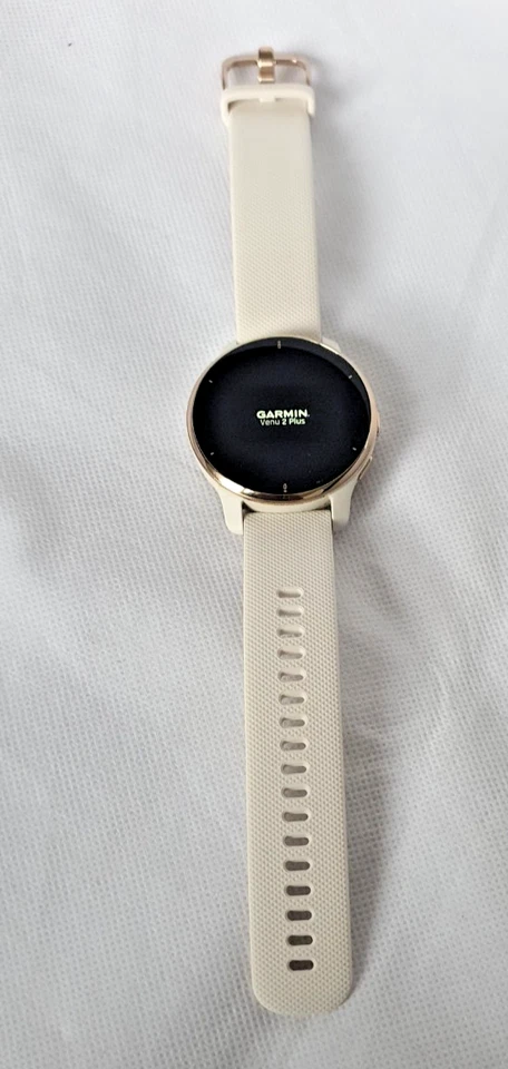 Garmin Venu® 2 Plus Cream Gold Stainless Steel Bezel With Ivory Case & Silicone - Image 4 of 4