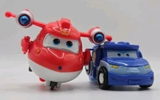 Lot of 2 Super Wings - Transforming Paul Toy Figure, Plane, Bot, 
