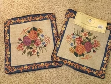 2 Tapestry Throw Pillow Covers Floral 16” Sultan's Linens 2 Sided Zipper Closure