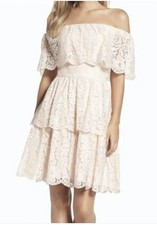Eliza J Blush Lace Off Shoulder Dress Womens Size 8 Wedding Guest Cocktail
