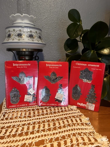 VTG Nybro Glasburk Sweden Glass Christmas Ornaments Paul Isling Santa Angel Tree