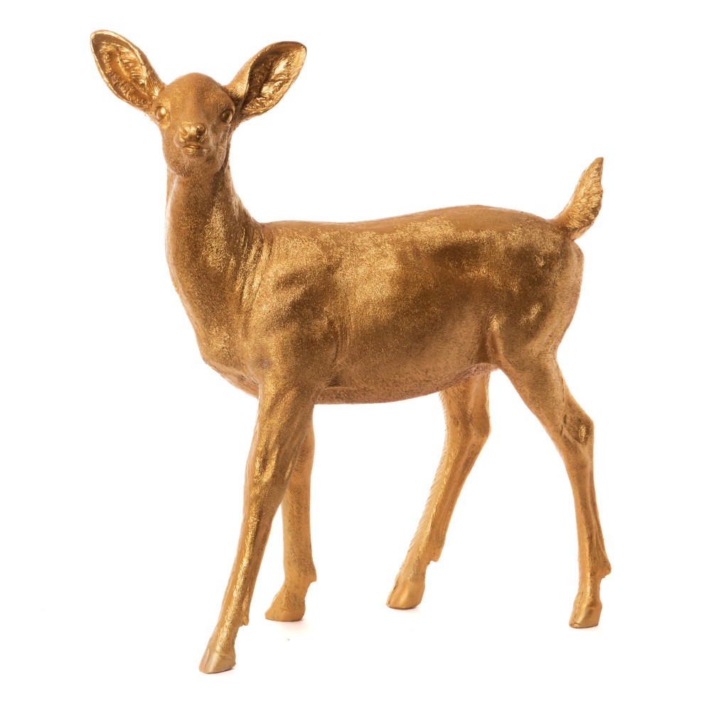 Biche dorée en résine 29.19x62.00 cm statue animaux pour la maison