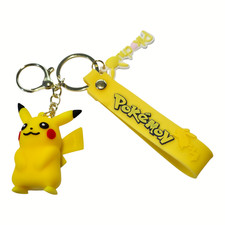 Pokemon Pikachu Character Silicone 3D Charm Keychain Keyring Brand New Free Ship
