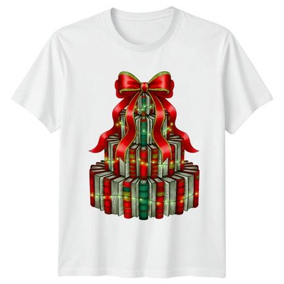Holiday Christmas Books Schleife Grafik T-Shirt Männer Frauen