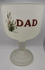 Vintage 1985 Tiara Indiana Glass Frosted "DAD" Beer Goblet ~ Father's Day *RARE*