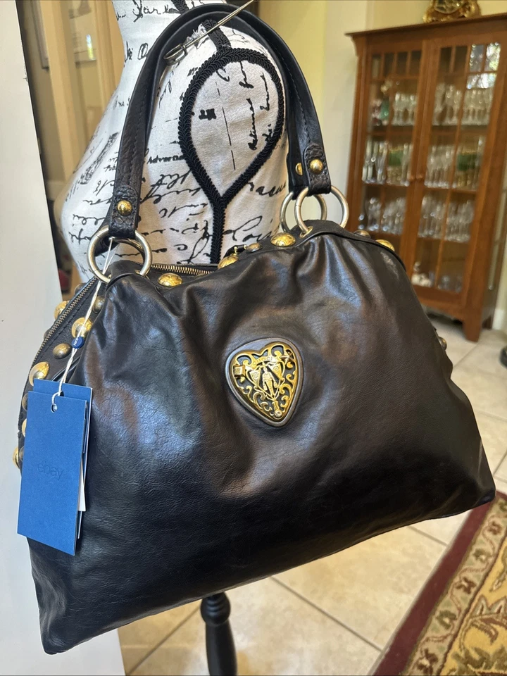 GUCCI BLACK CALF LEATHER BABOUSKA DOME HEART CREST BAG SATCHEL HANDBAG - LARGE - Image 2 of 4