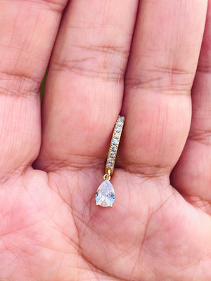 Pear Shape Diamond 14K Yellow Gold Over Drop Dangle Navel Belly Button Ring 14G