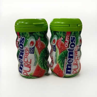 Mentos Gum Sugar Free Watermelon Pure Fresh 50 Count 12/27 SEALED NEW LOT of 2