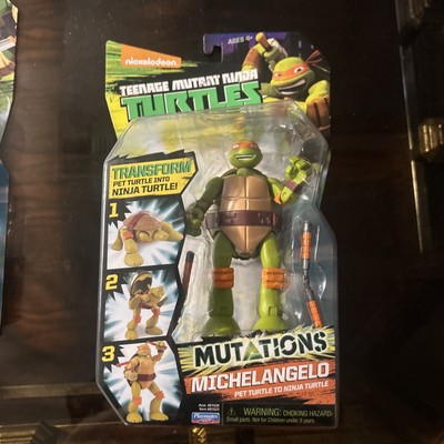 Yr 2014 Ninja Turtles TMNT Mutations 6'' Figure Pet to Ninja Turtle MICHELANGELO