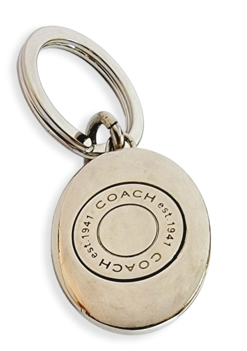 NEW COACH Circular Pouch Signature Jacquard Coin Purse  Coach Silver-Tone Circular Signature Cutout Keyring display picture 1