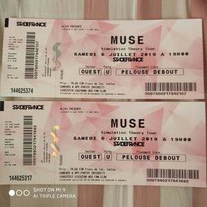 Deux Tickets Pelouse Concert Muse 6 Juillet 2019 A Paris Ebay