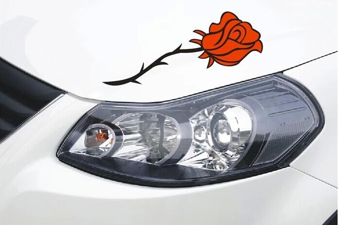 Car Decal Rose Flower Red 8'' Motorcycle Vinyl Rear Headlight