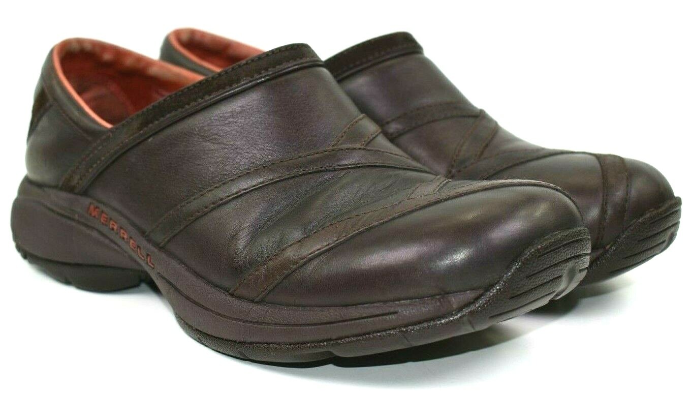 Scarpe mocassini Merrell Primo Patch donna pelle marrone comodi zoccoli taglia 10