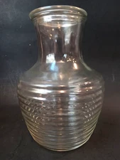 1938-1943 Anchor Hocking Manhattan Clear Ribbed Glass Juice Carafe w/ OG Lid