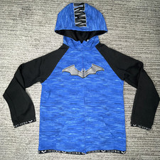 Batman Size L 14-16 Boys Hoodie Full Zip Long Sleeve Blue