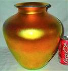 MINT HUGE ANTIQUE CARDER STEUBEN GOLD AURENE ART DECO GLASS CLASSIC FLOWER VASE
