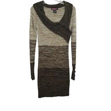 Say What Women's Sweater Dress M Brown Ombre Long Sleeve Shawl Collar