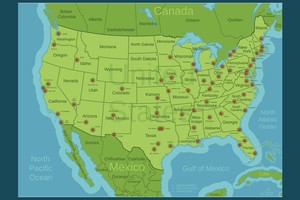 united states major cities map classroom reference art print poster