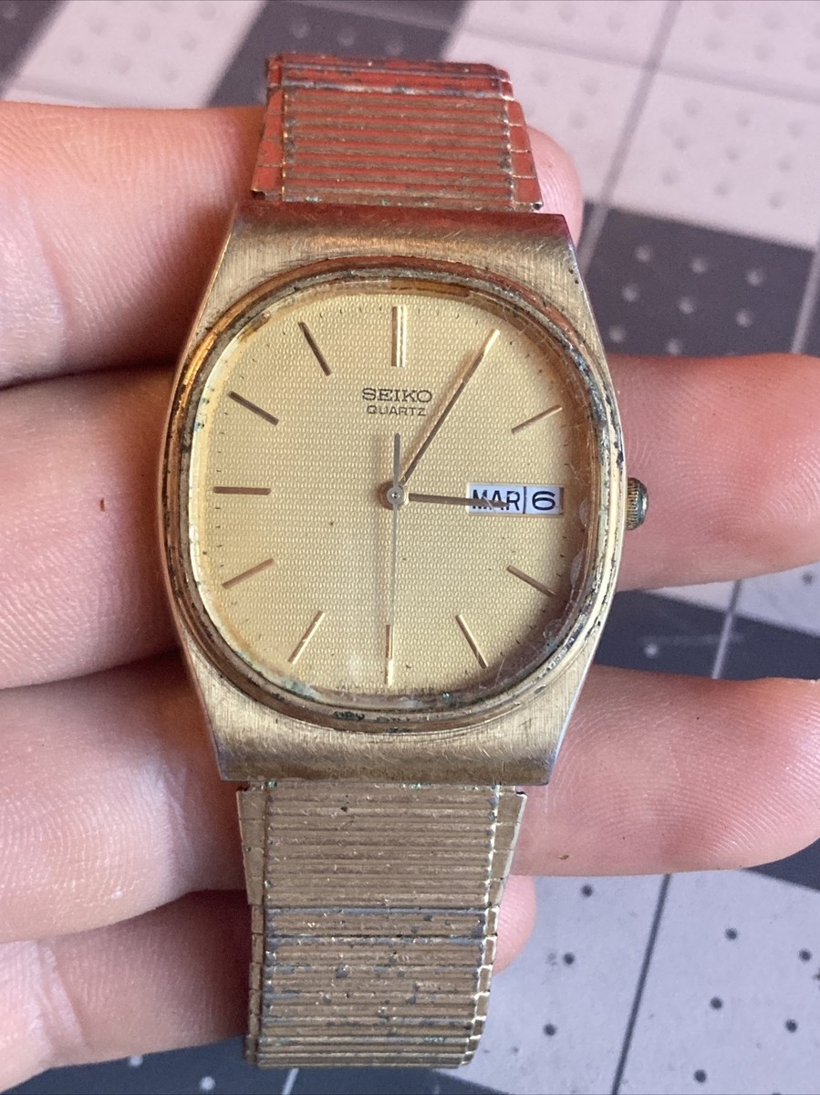 Vintage Seiko Quartz 6533-5029 Watch Gold Color Rare (tested/works