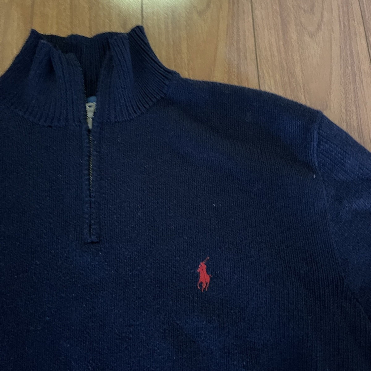Polo Ralph Lauren Men 1/4 Quarter Zip Pullover Navy Blue XL