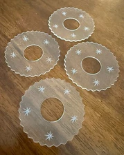 4 Vintage Glass Bobeches Candle Wax Collar Drip Catcher -Wheel Cut MCM Starburst