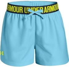Image of Under Armour Girls Play Up Shorts In Blue Size Youth Medium 24"-27" Waist. BNWT 