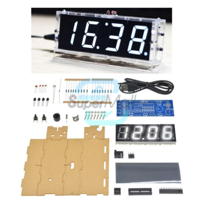 DC 5V DIY 4-digit Electronic Clock LED Digital Temperature Thermometer Kit 40mA