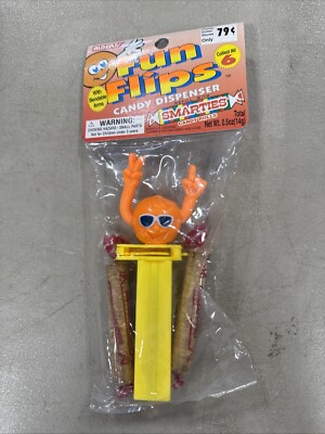VTG 1994 Alberts FUN FLIPS Candy PEZ LIKE Dispenser Container Orange B2 #2