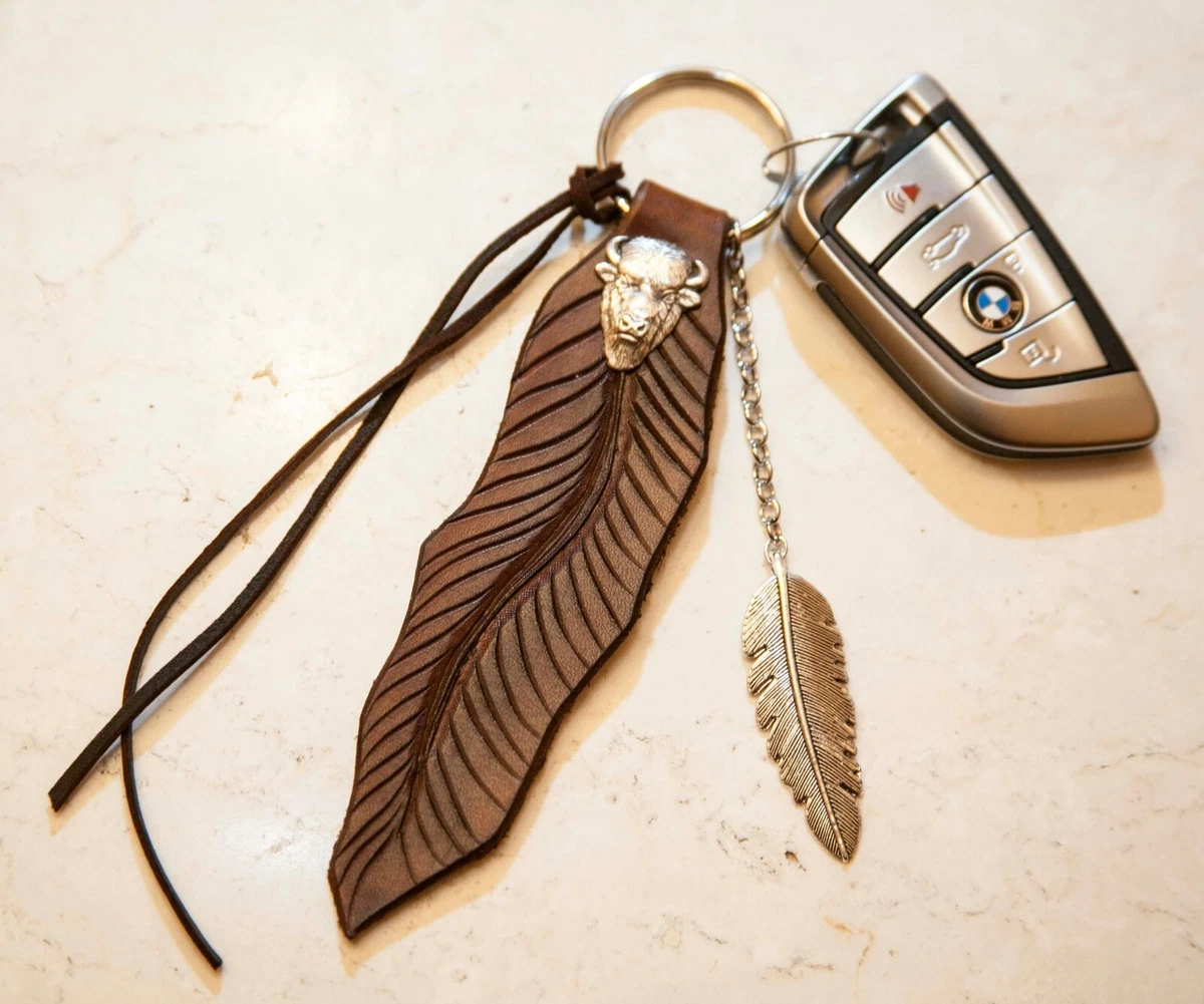 Leather feather deals keychain
