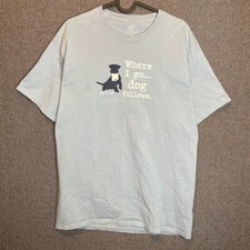 Dog Is Good Tshirt Men's Large Blue Graphic Print Where I Go Dog Follows Cute 
