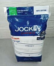 NEW Jockey Classic Briefs 4 Pack Mens 44 White Cotton Underwear 2013 *Pack Flaw*