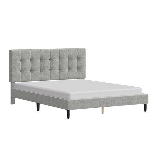 Tufted Queen Platform Bed Adjustable Headboard Upholstered Bed No Box Spring New - Picture 12 of 21