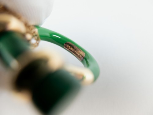 BOTTEGA VENETA Bolt green Sterling silver ring with chain Size 7 US / 15 IT - Picture 7 of 10