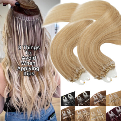 Microring Loop Extensions 100% Remy Echthaar Haarverlängerung 200 Strähnen Blond