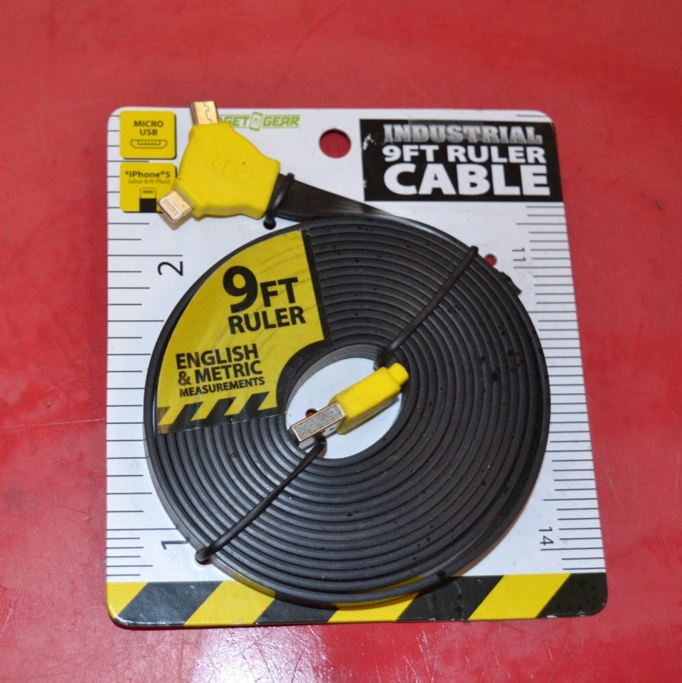 **NEW**GADGET GEAR Industrial 9ft Ruler Cable Micro USB IPHONE 5 6/6PLUS - Image 2 of 4