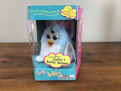 Furby Babies 1999 Tiger Electronics White Light Blue Body 70-940 Generation 1