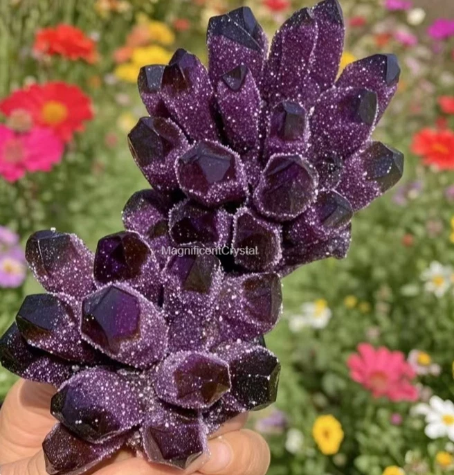 300G+Raro Racimo de Cuarzo Púrpura Oscuro Roca Cruda Amatista Geoda Hogar Reiki Decoración Foto 2 de 4