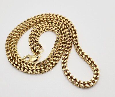 Unique 10K Solid Yellow Gold Designer Franco Link Chain Necklace - 22'' Length