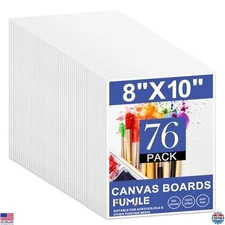 76 Pack 8x10 Blank Canvas Boards for Painting, Primed Acid-Free, White