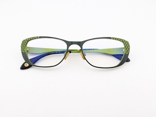 Fysh Eyeglasses, Frames Only, 3501 622 Light Green/Dark Green, 52-19-145, Metal